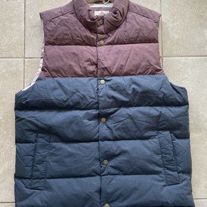 NWOT M’s MARINE LAYER Sequoia Vest Down Puffer Flannel Lined Snap Front Medium